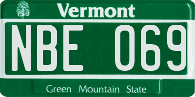 VT license plate NBE069