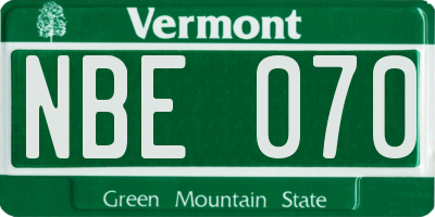 VT license plate NBE070