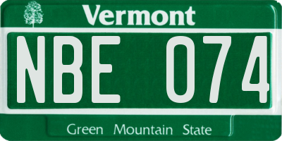 VT license plate NBE074