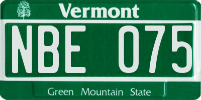 VT license plate NBE075