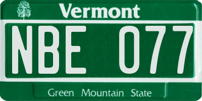VT license plate NBE077