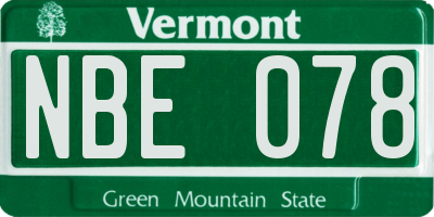 VT license plate NBE078