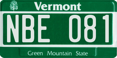 VT license plate NBE081