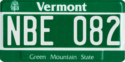 VT license plate NBE082