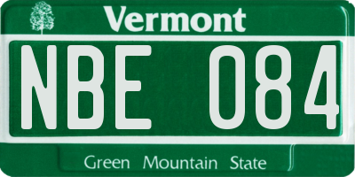 VT license plate NBE084
