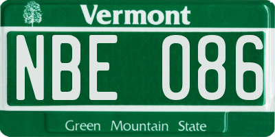 VT license plate NBE086