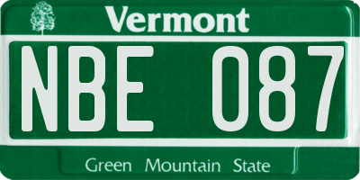 VT license plate NBE087