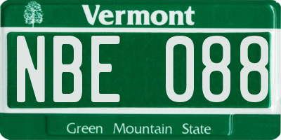 VT license plate NBE088
