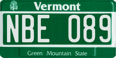 VT license plate NBE089