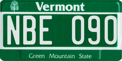 VT license plate NBE090