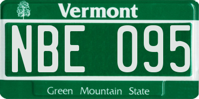 VT license plate NBE095