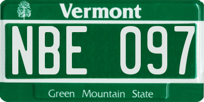 VT license plate NBE097