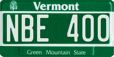 VT license plate NBE400