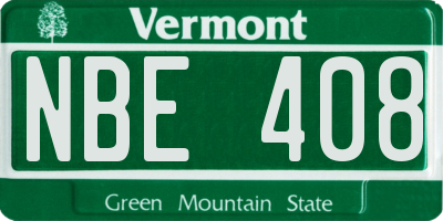 VT license plate NBE408
