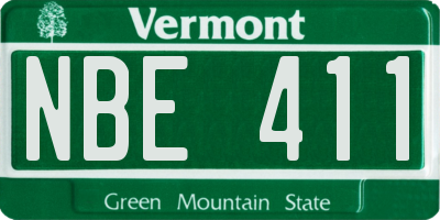 VT license plate NBE411
