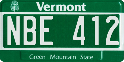 VT license plate NBE412