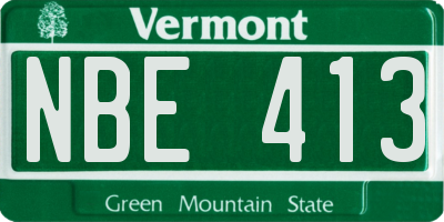 VT license plate NBE413