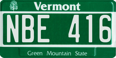 VT license plate NBE416