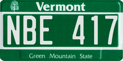VT license plate NBE417
