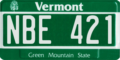 VT license plate NBE421