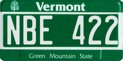 VT license plate NBE422