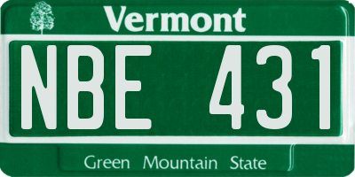 VT license plate NBE431