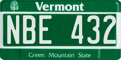 VT license plate NBE432