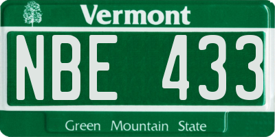 VT license plate NBE433