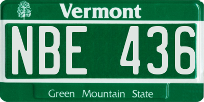 VT license plate NBE436