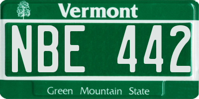 VT license plate NBE442