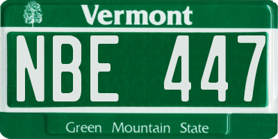 VT license plate NBE447