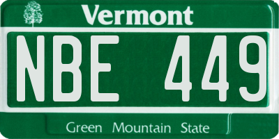 VT license plate NBE449