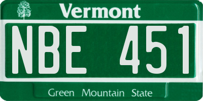 VT license plate NBE451