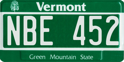 VT license plate NBE452