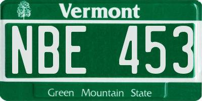 VT license plate NBE453