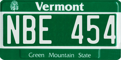 VT license plate NBE454