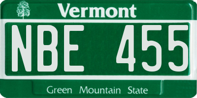 VT license plate NBE455