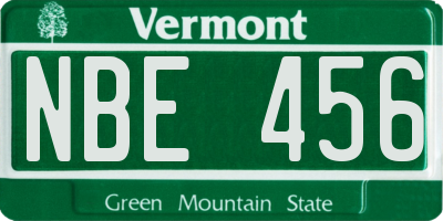 VT license plate NBE456