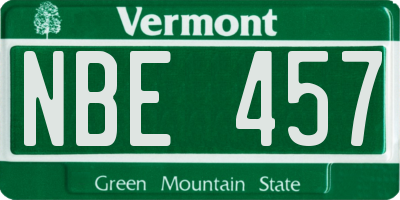 VT license plate NBE457