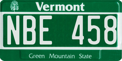 VT license plate NBE458