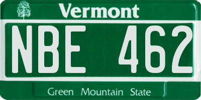 VT license plate NBE462
