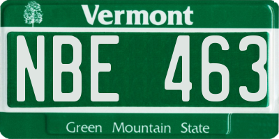 VT license plate NBE463