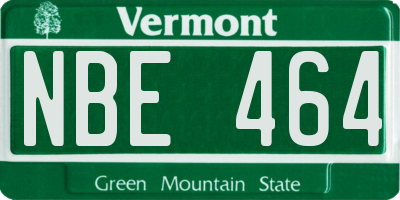 VT license plate NBE464