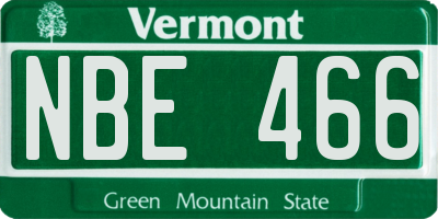 VT license plate NBE466
