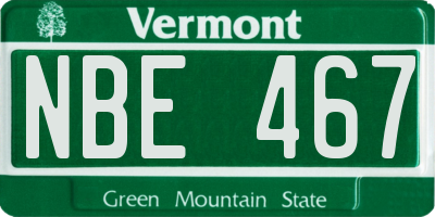 VT license plate NBE467
