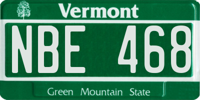 VT license plate NBE468
