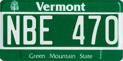 VT license plate NBE470