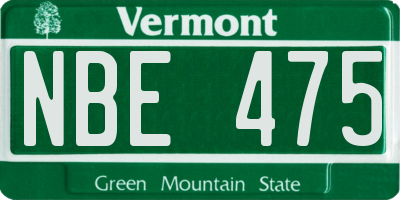 VT license plate NBE475