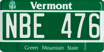 VT license plate NBE476