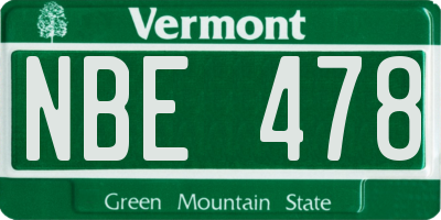 VT license plate NBE478